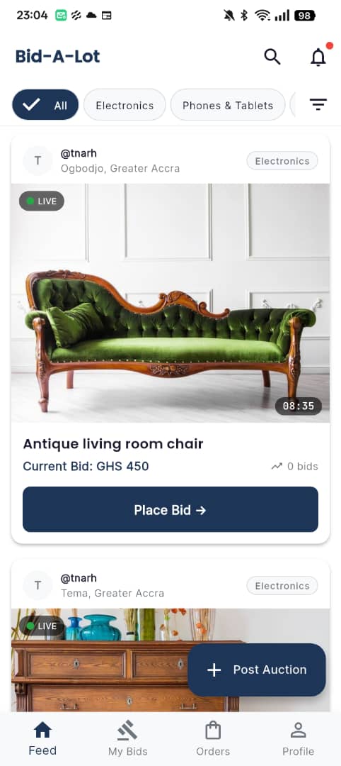 Bid-A-Lot app screen